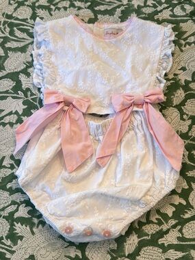 Sophie & Lucas White Eyelet Overall